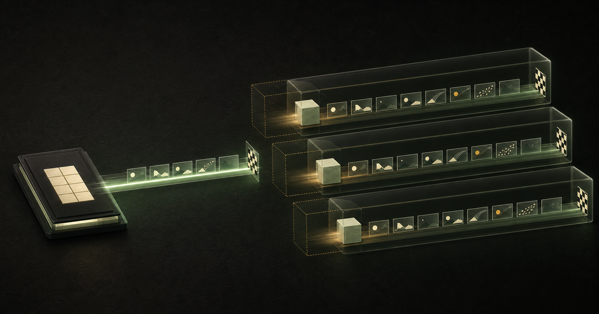 Abstract comparison of one direct native rendering lane with three longer virtualized lanes